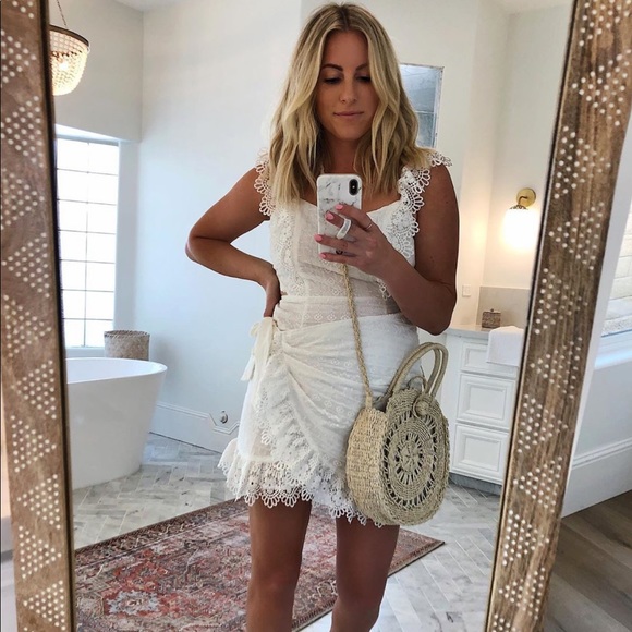 Dresses & Skirts - White off the shoulder wrap dress size medium